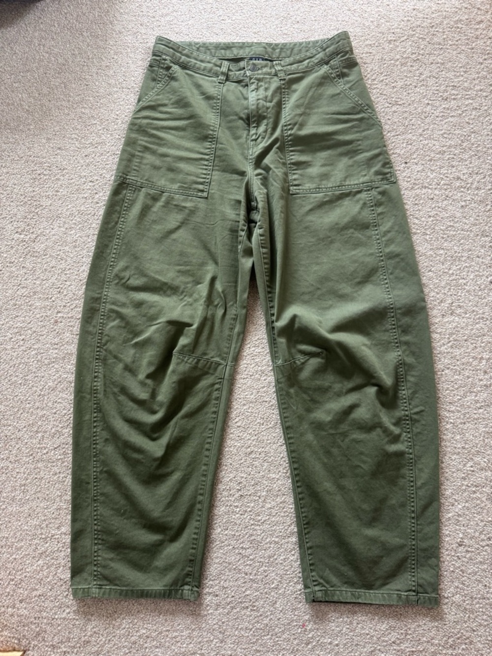GAP High Waisted Barrel Twill Olive Green Pants Size 10 Tall